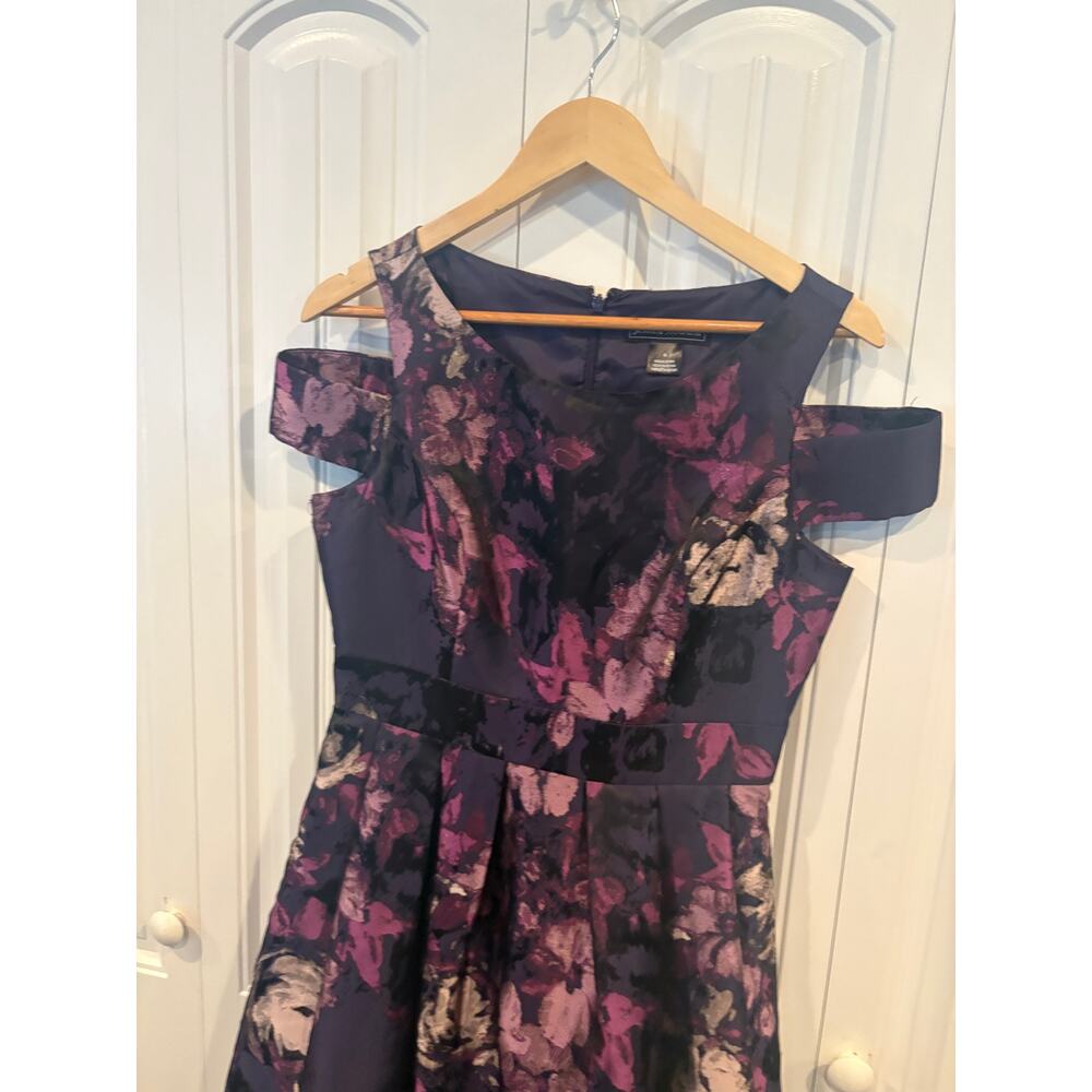 Jessica Howard Purple Floral Cold Shoulder Dress Size 6 - Picture 3 of 9