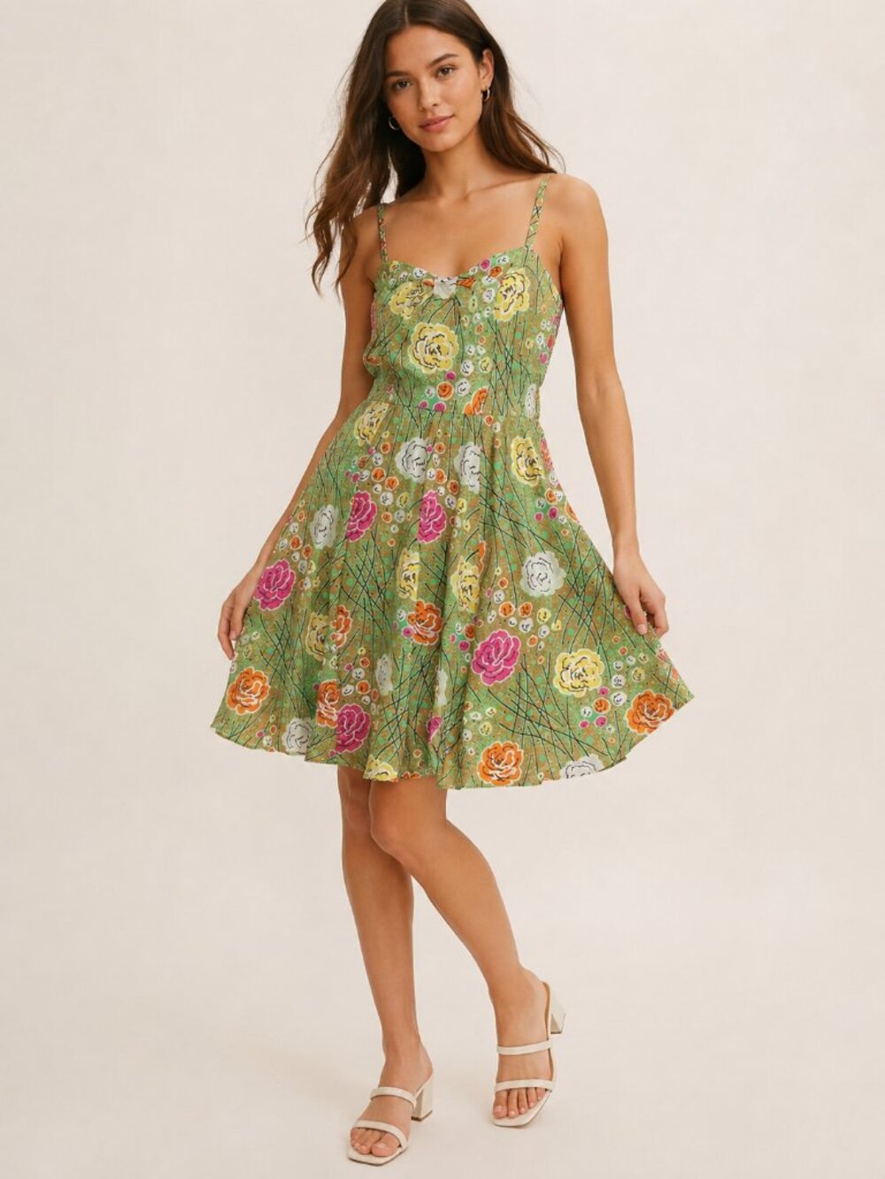 Anthropologie  Girls From Savoy Retro Floral Silk Chiffon Fit Flare Sundress 4