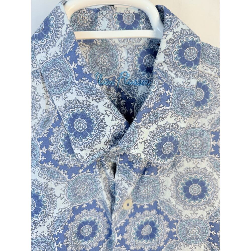 Alan Flusser Blue Pattern Button Up Shirt Size XL - Picture 7 of 11