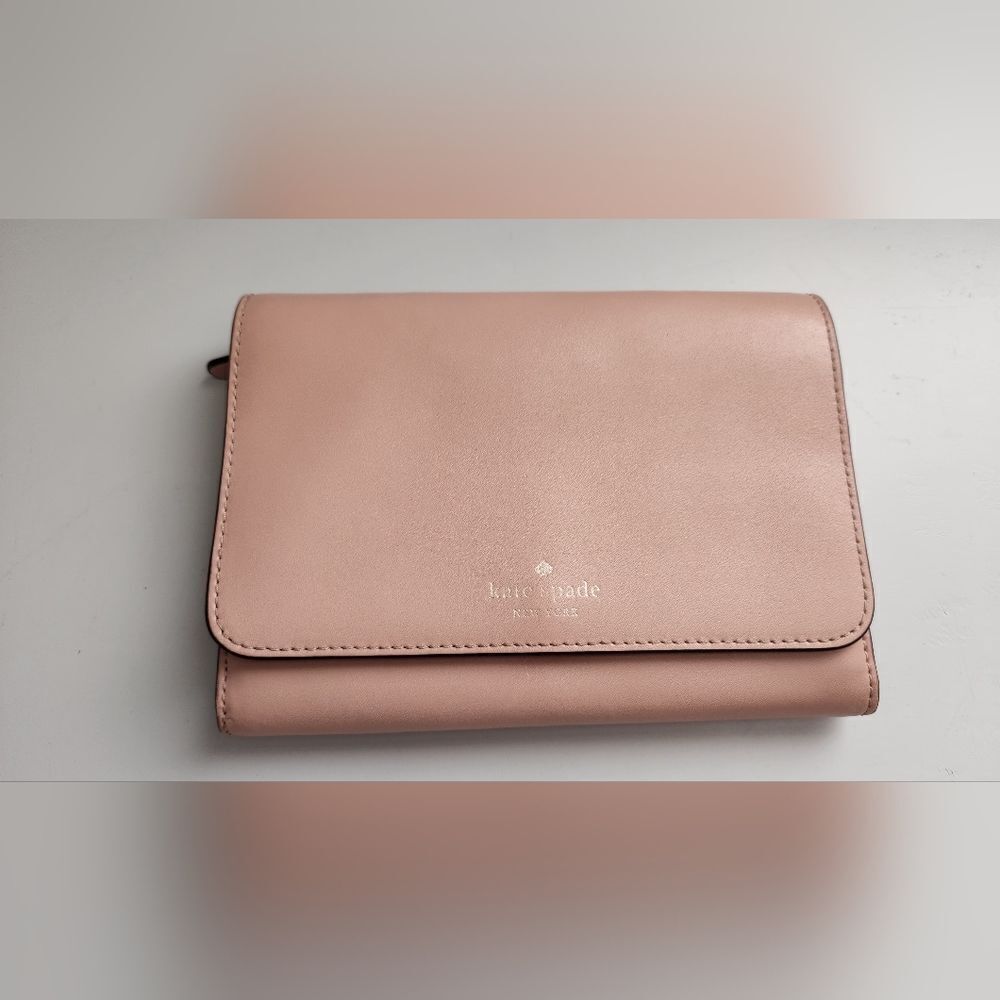 🌸Kate Spade Smooth Leather Clutch Large Wallet -Soft Pink