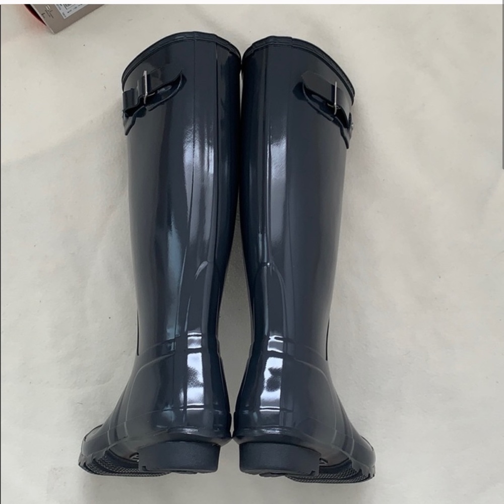 Hunter original tall gloss rain boots in dark slate - Picture 3 of 3