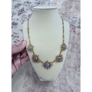 Talbots Gold Tone Colorful Pavé Starburst Necklace‎ Dopamine Dressing Jewelry