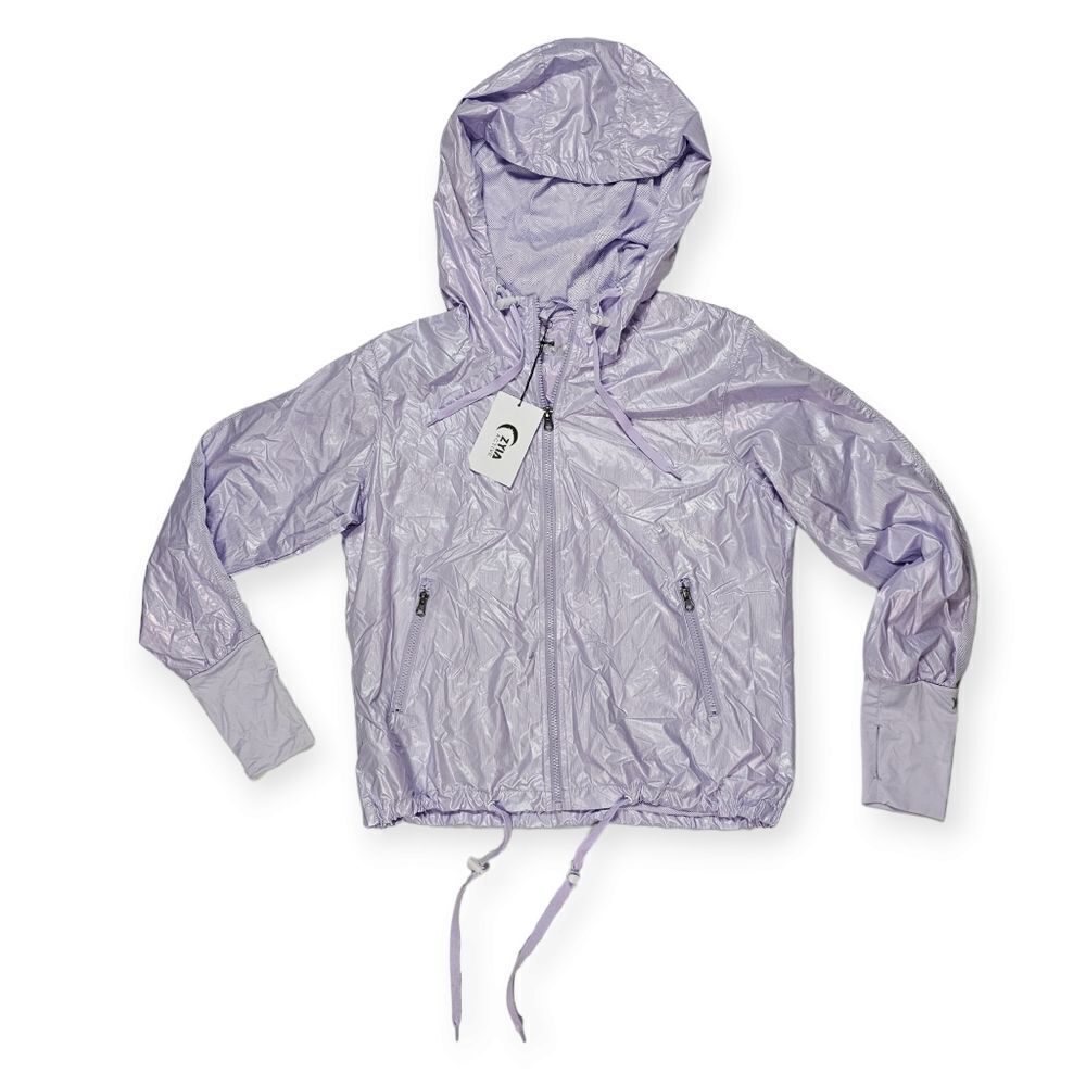 Zyia Active Lilac Purple Shine Bomber Full Zip Lightweight Jacket Women's Size M