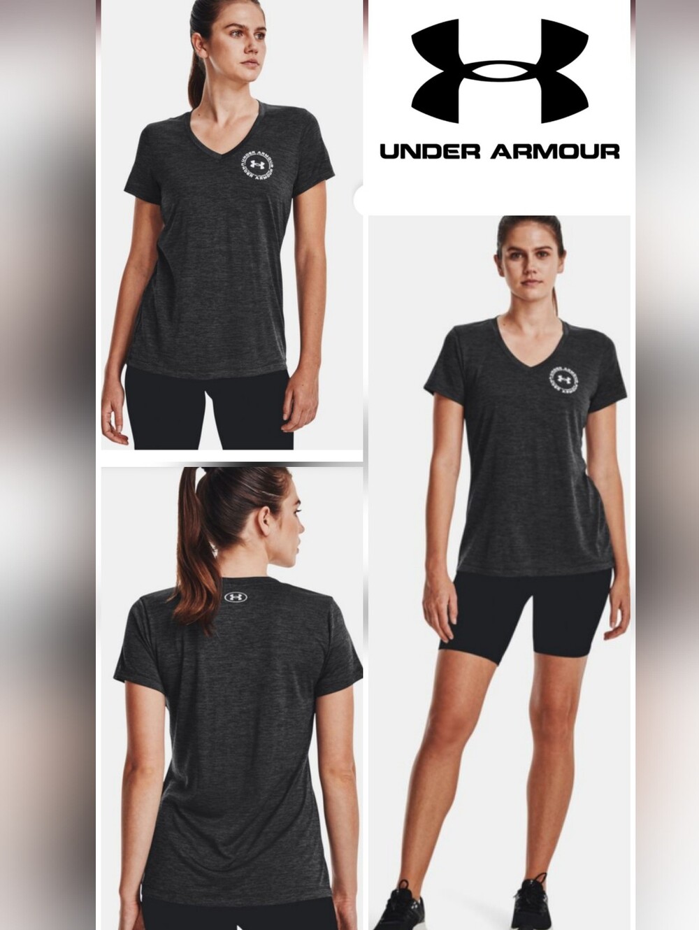 Under Armour Women's Tech Twist Crest Short Sleeve Shirt Black