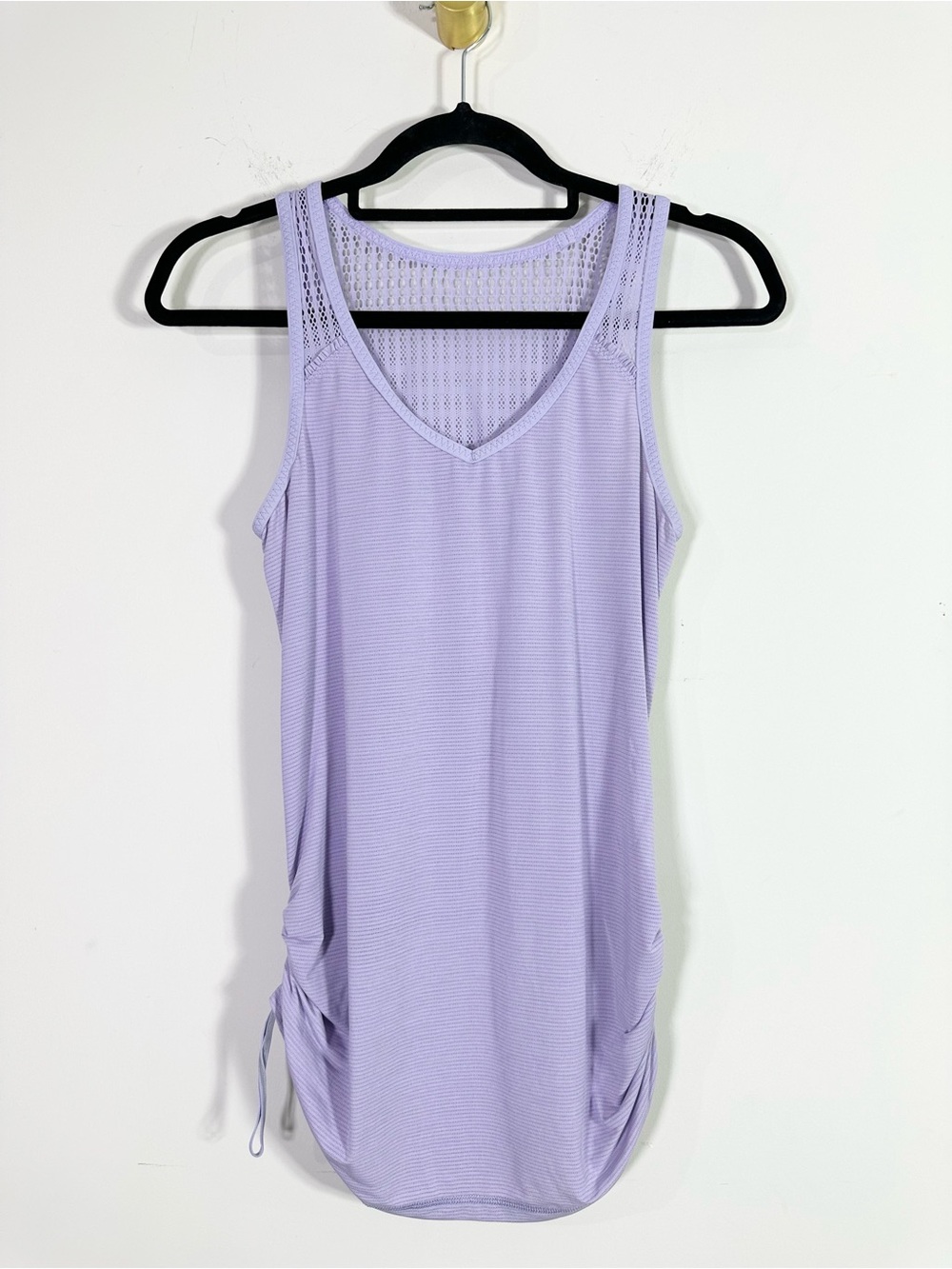 Lululemon Tie And Fly Purple Lace Back Ruched Running Tank Top