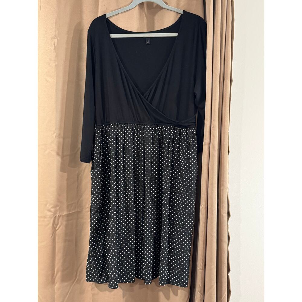 Torrid Black Polka Dot Faux Wrap Dress Size 2 Plus Size 2x 18-20
