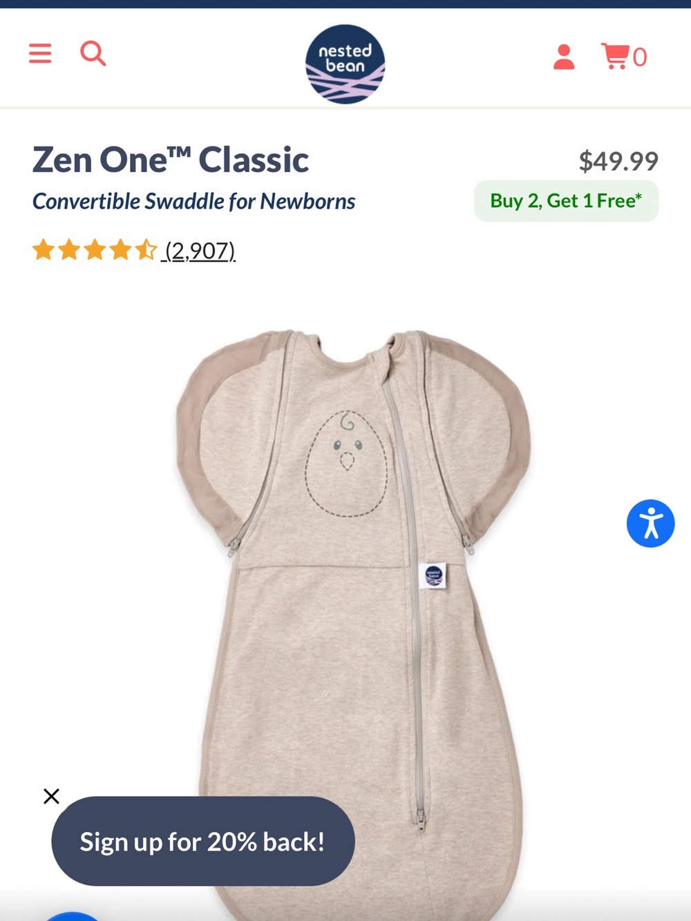 Nested Bean Zen One Classic Convertible Swaddle for Newborns