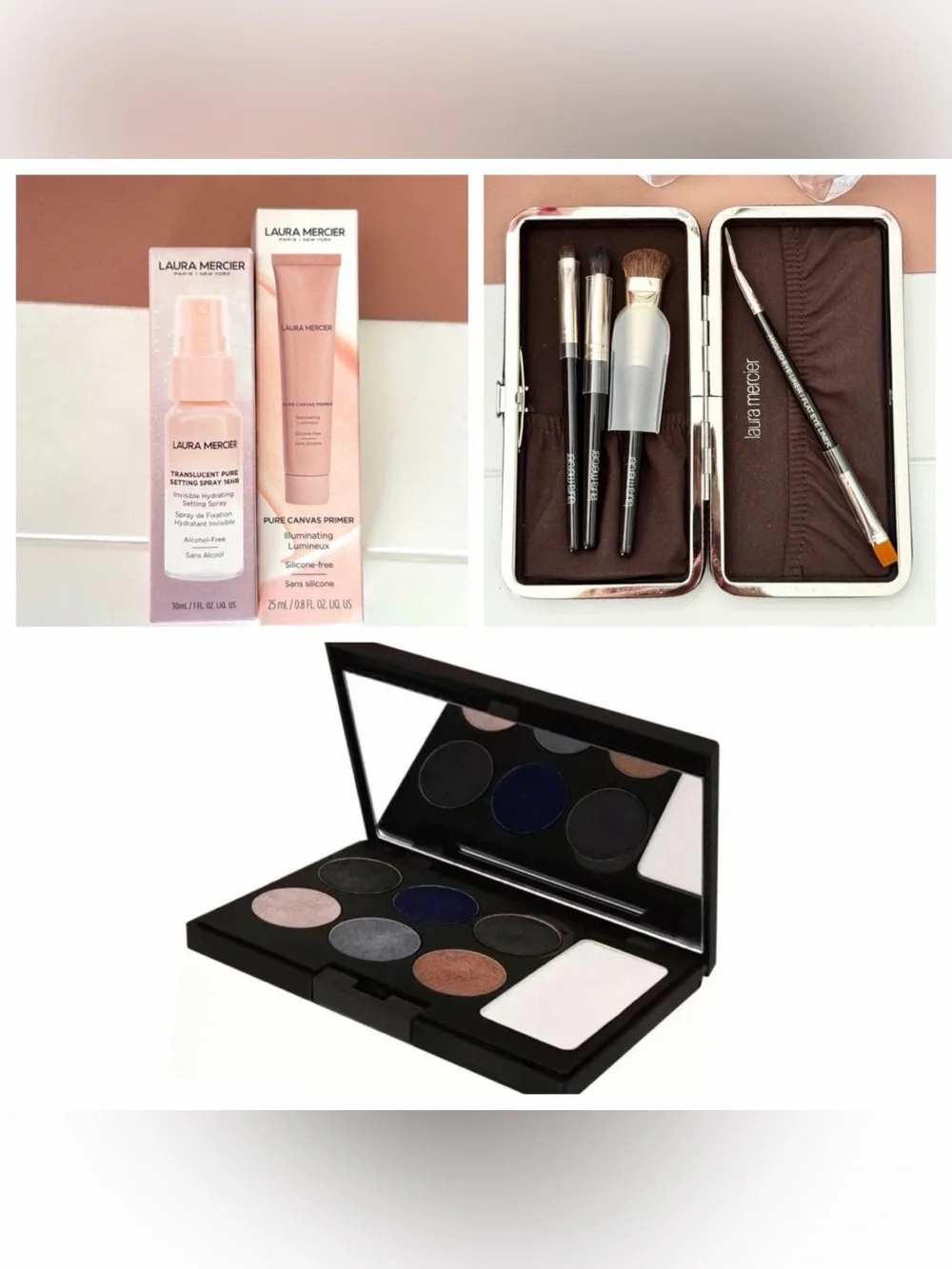 Laura Mercier Bundle- Makeup Brushes, Eyebrow Pallet, Setting Spray - Picture 1 of 8