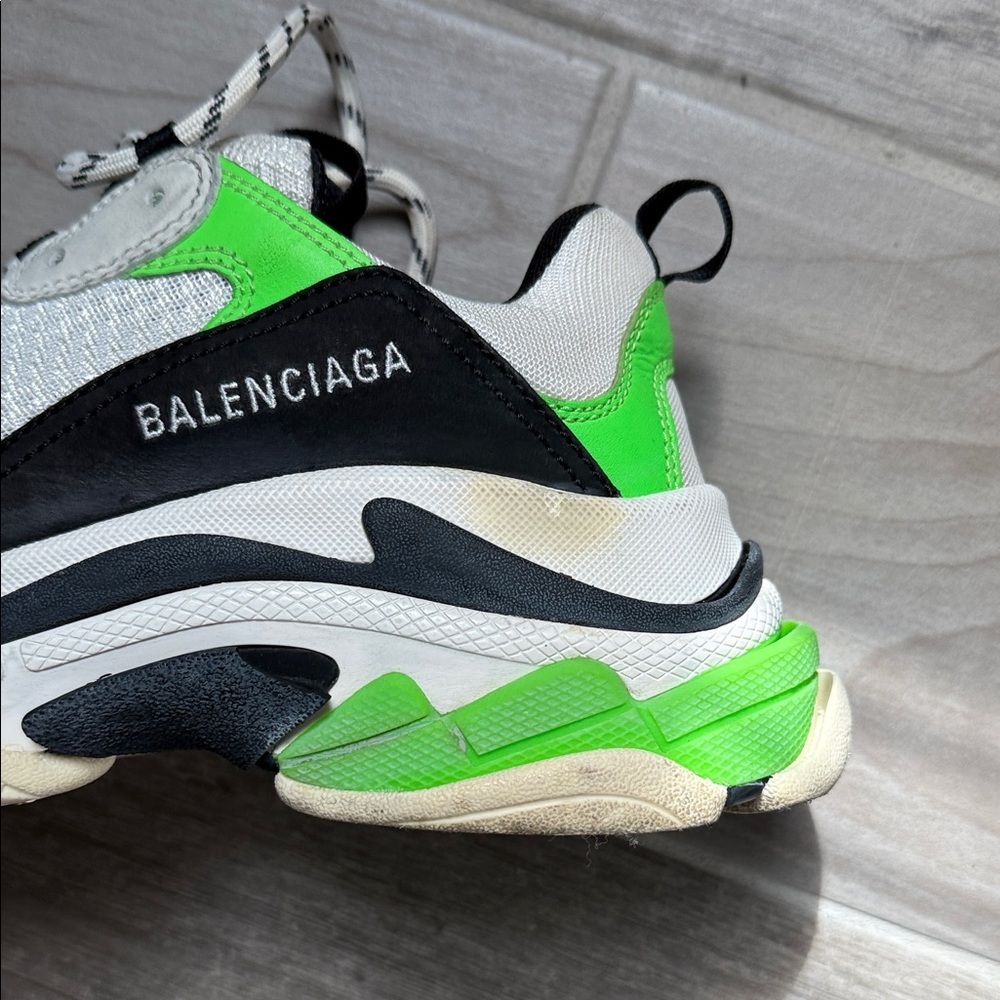 Balenciaga Chunky White and Neon Green Sneakers - Picture 8 of 12