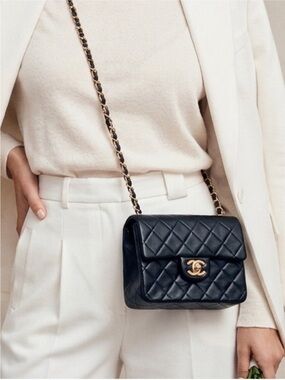 CHANEL Black Quilted Leather Crossbody Bag with Gold Hardware