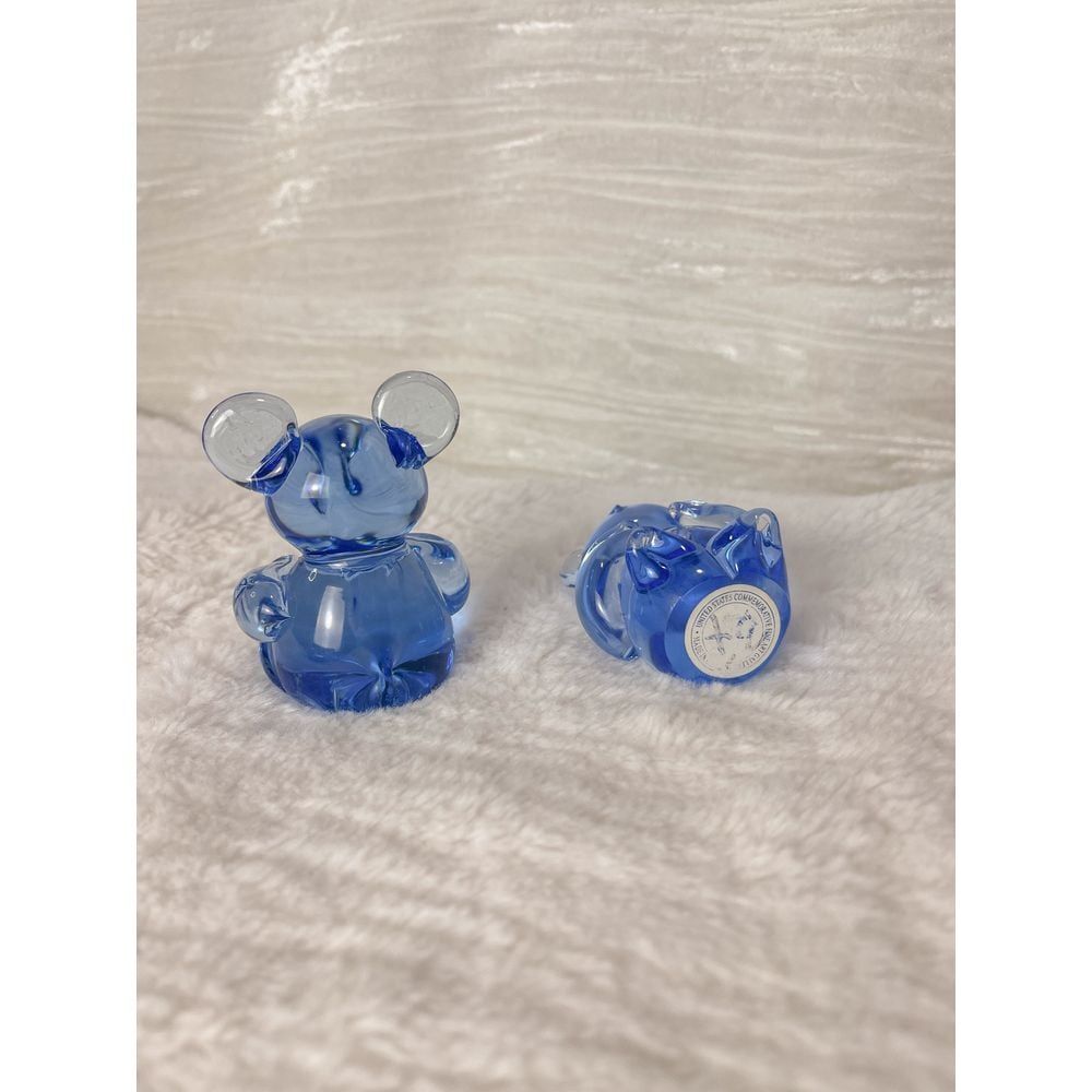 Adorable Blue Glass Bear Figurines - Collectible Set of Two - Picture 3 of 3