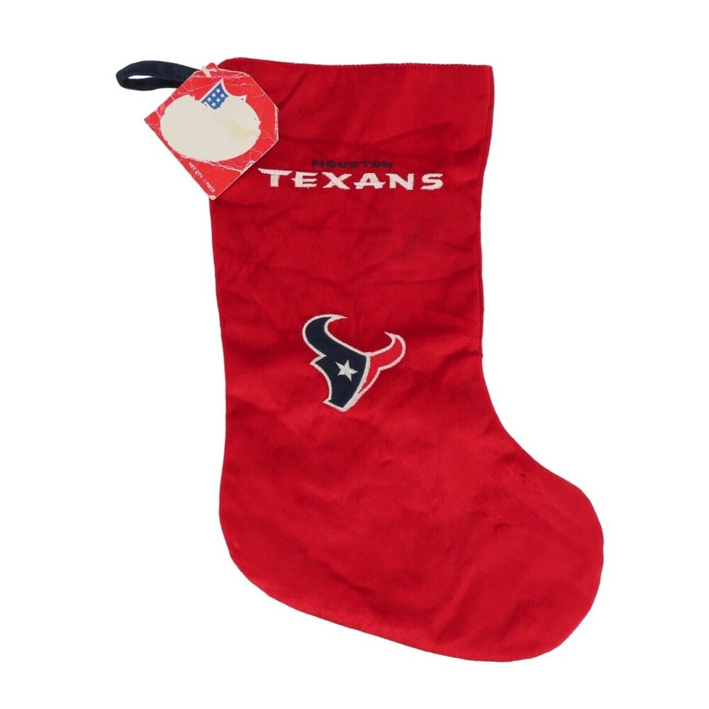 Gemmy Houston Texans NFL Football Embroidered Velvet Christmas Stocking 2007 NEW