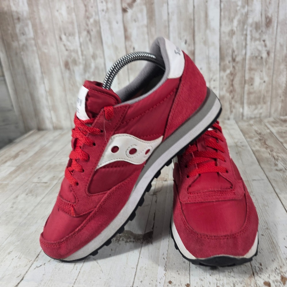 Saucony Jazz Low Pro Womens 9 Red White Suede Nylon Sneakers S1044-311 - Picture 7 of 8