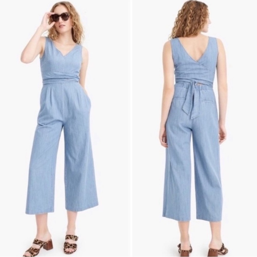 J. Crew Chambray Wrap Tie Jumpsuit