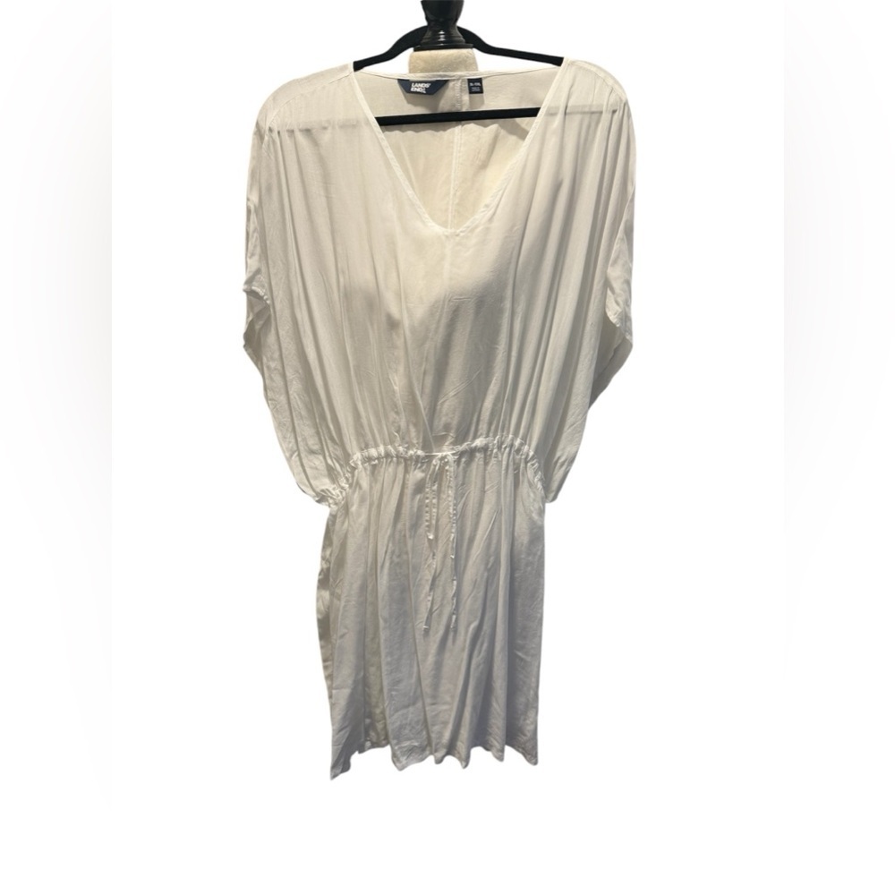 Women's Sheer Oversized Short Sleeve Gathered Waist Swim Cover-up Dress NWT