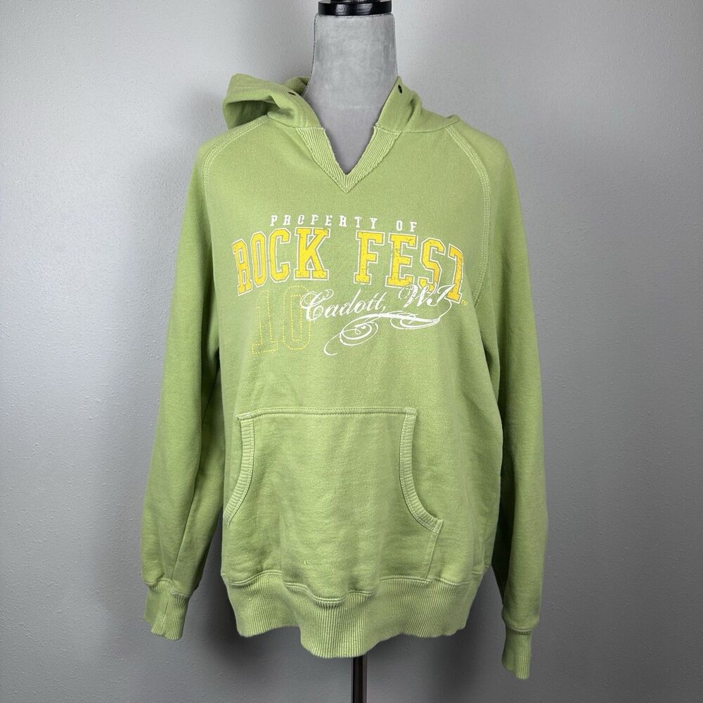 4/$20 Rock Fest Rockfest Cadott Wisconsin Green Hoodie Hooded Sweatshirt L