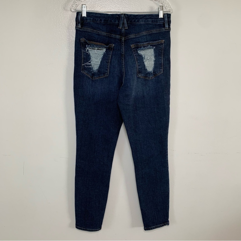Good American Good Waist High Rise Skinny Jeans W/ Distressed Pockets Size 12