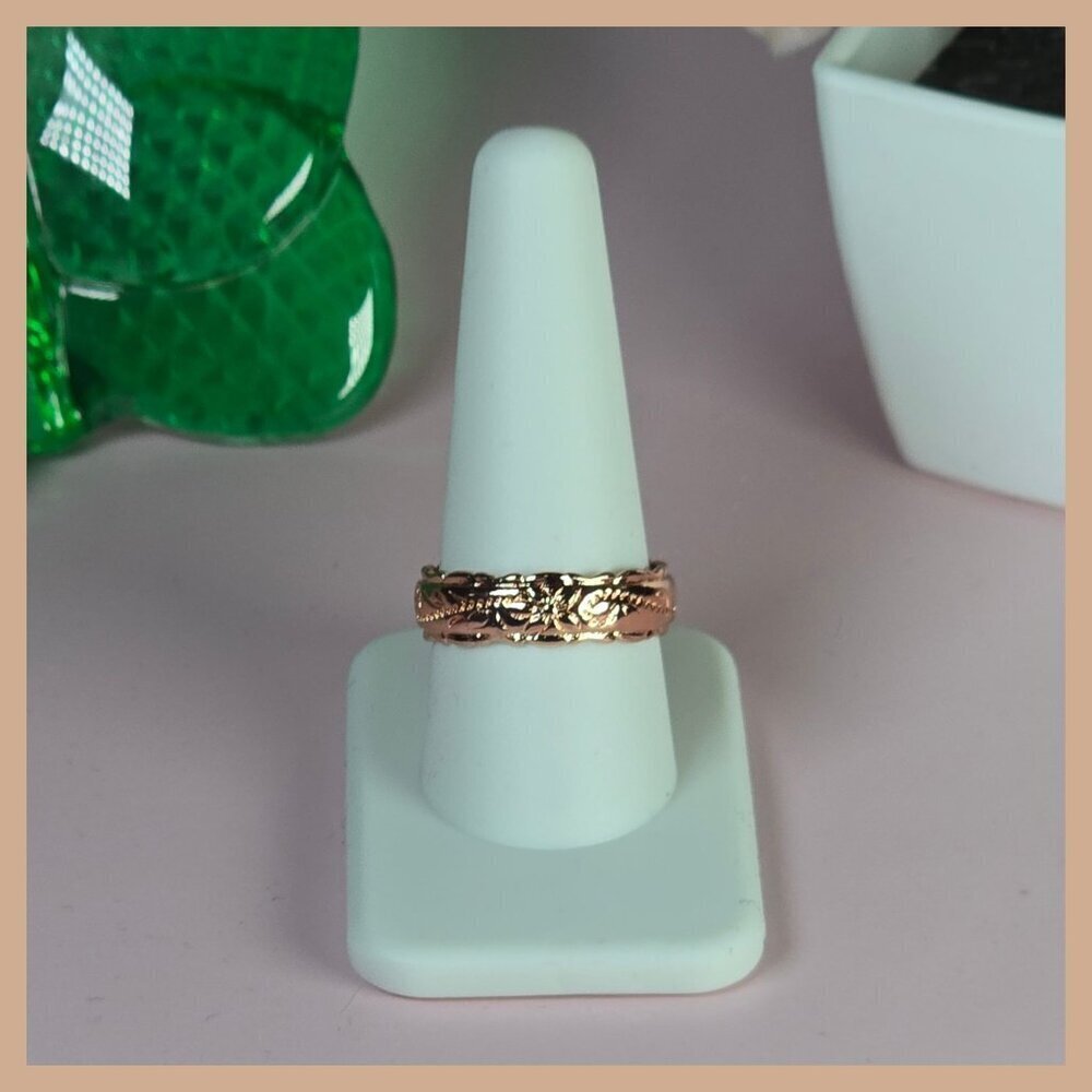Vintage Rose Gold‎ Floral Etched Band Ring Size 9.75 (NWOT)
