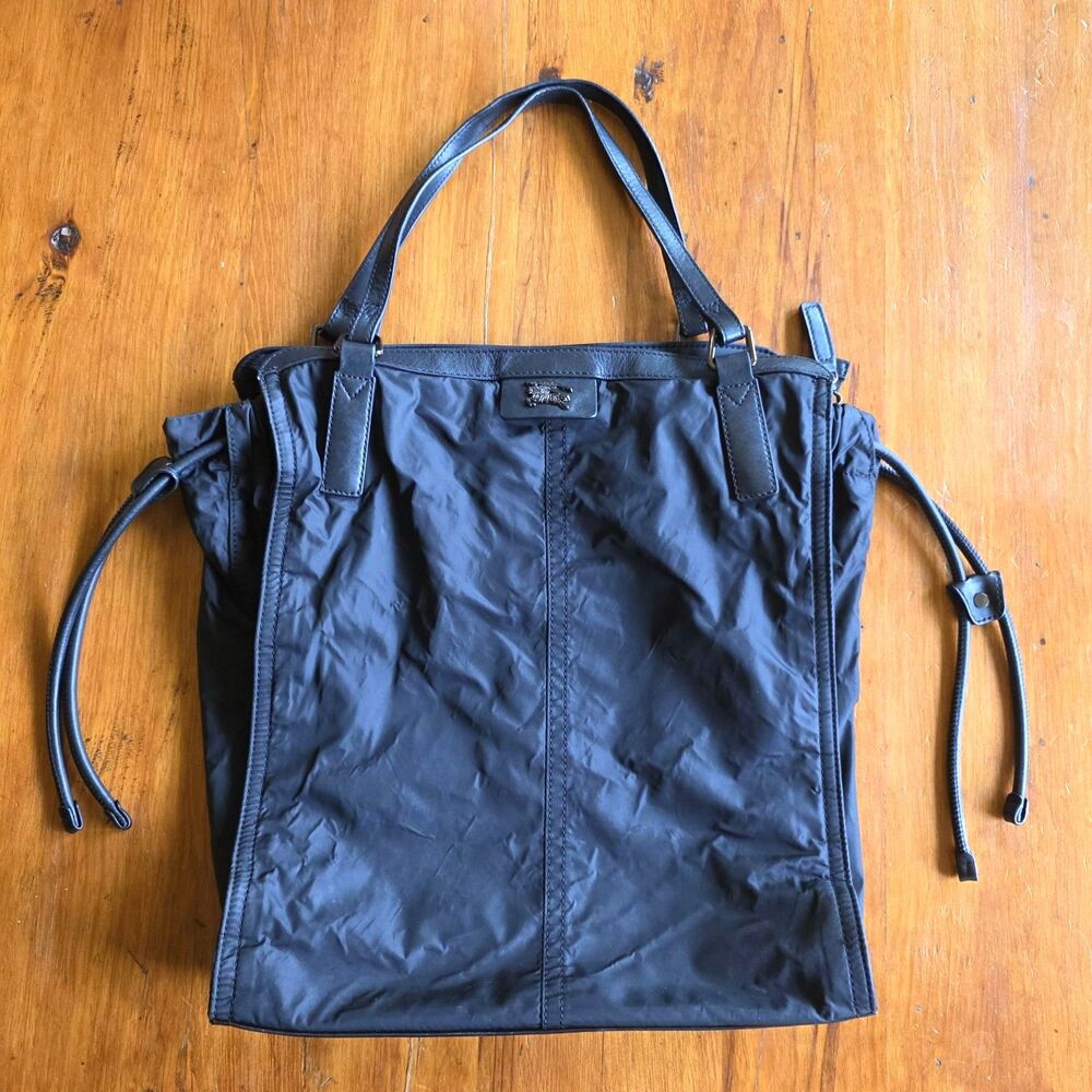Burberry Buckleigh Black Tote Bag Nylon Leather Novacheck Lined