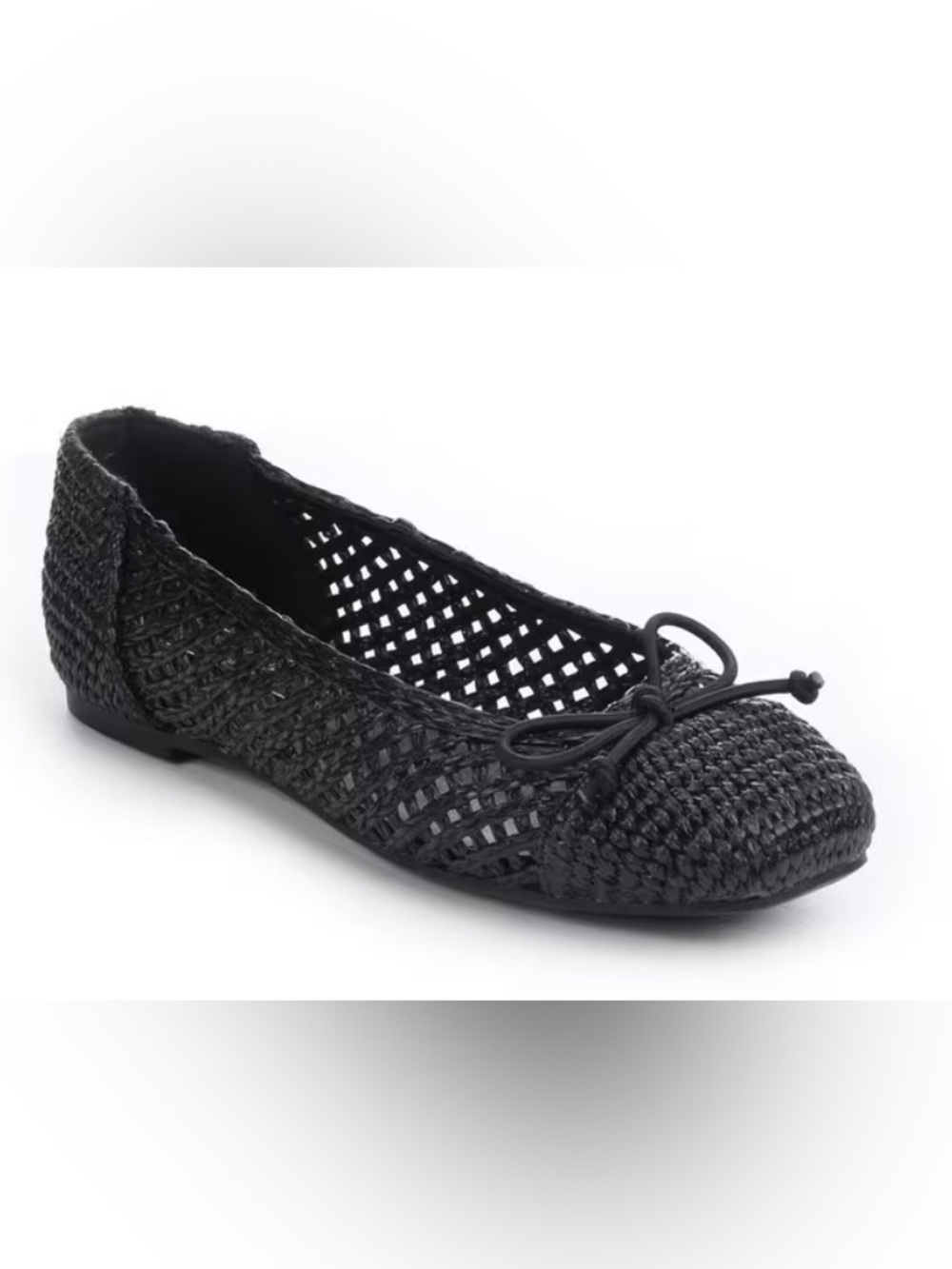 RACHEL Rachel Roy Black Woven Ballet Flat with Bow Accent