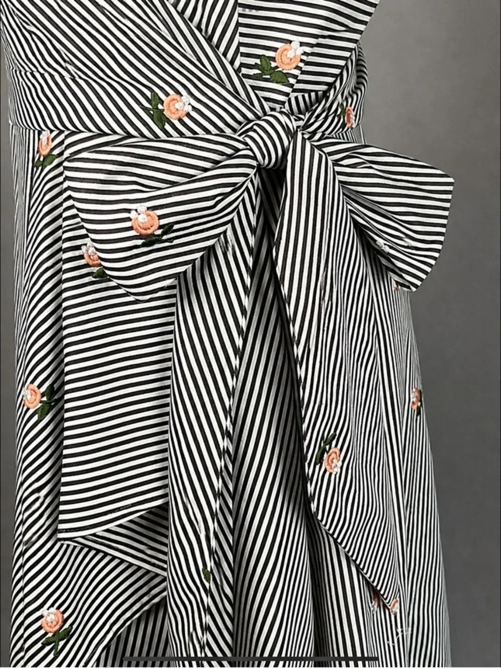 Calvin Klein Embroidered Stripe Wrap Dress French Riviera Midi Size 10 - Picture 12 of 16