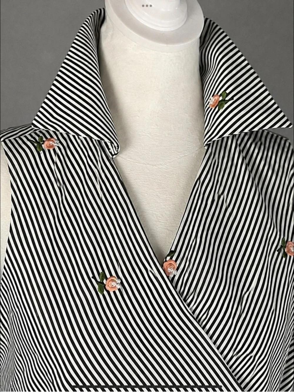 Calvin Klein Embroidered Stripe Wrap Dress French Riviera Midi Size 10 - Picture 13 of 16