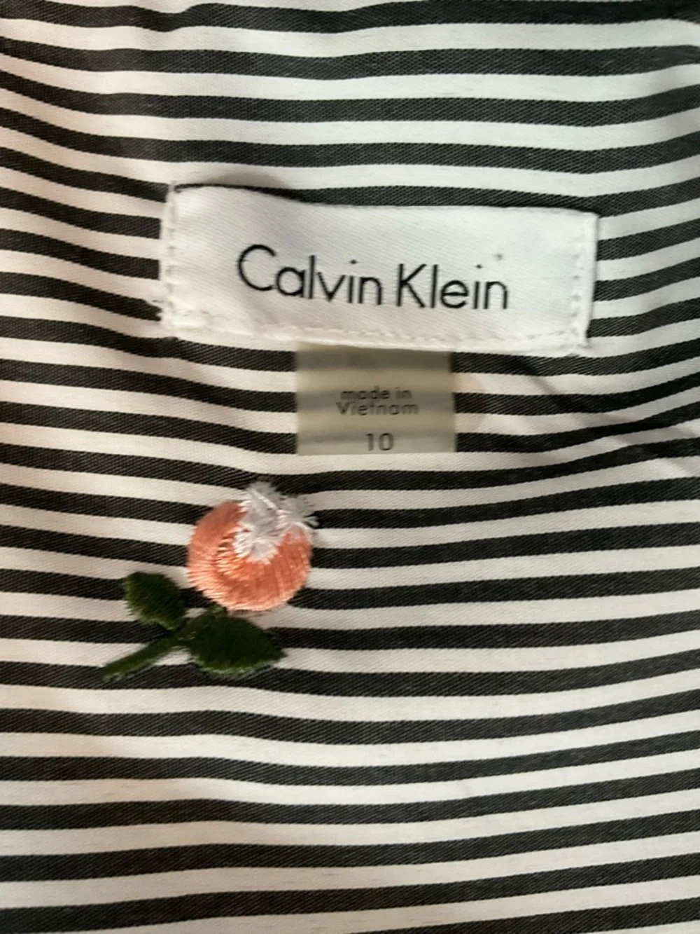 Calvin Klein Embroidered Stripe Wrap Dress French Riviera Midi Size 10 - Picture 15 of 16