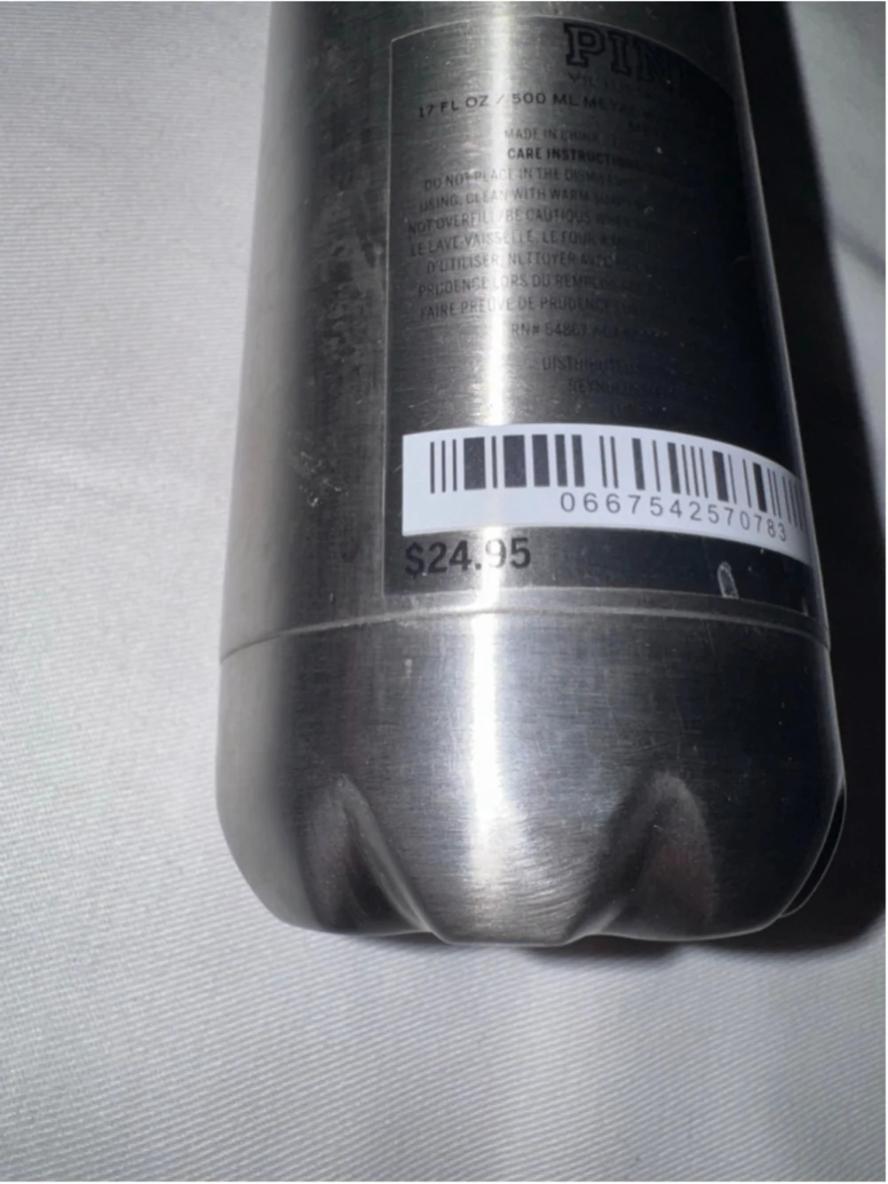 PINK Victoria’s Secret Stainless Steel Water Bottle Black Logo 17oz - Picture 4 of 5