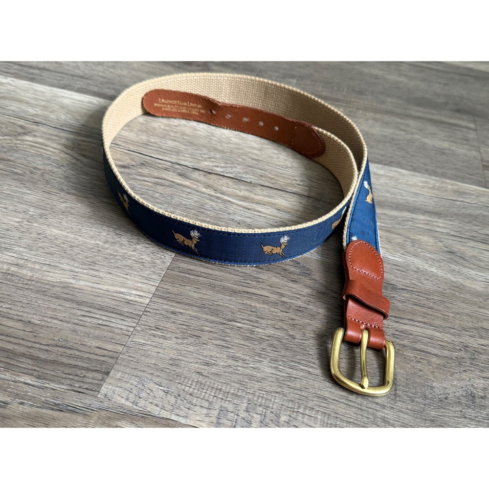 Leatherman Limited Embroidered Deer Belt Men's 40 Made USA Preppy Canvas Leather