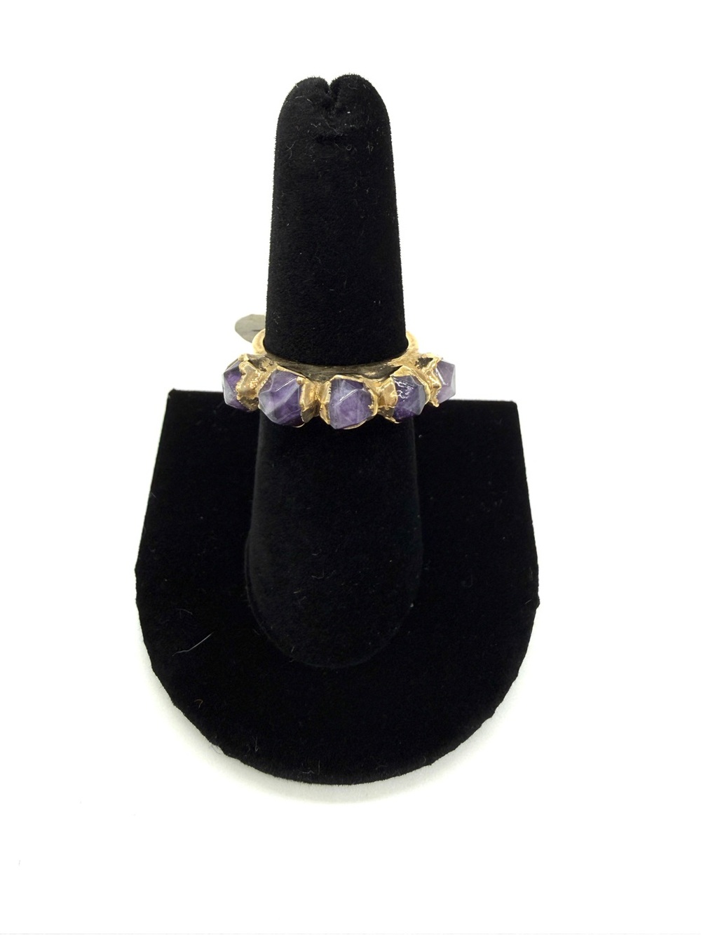 NWT Gold Tone Amethyst Bead Stackable Ring - Purple