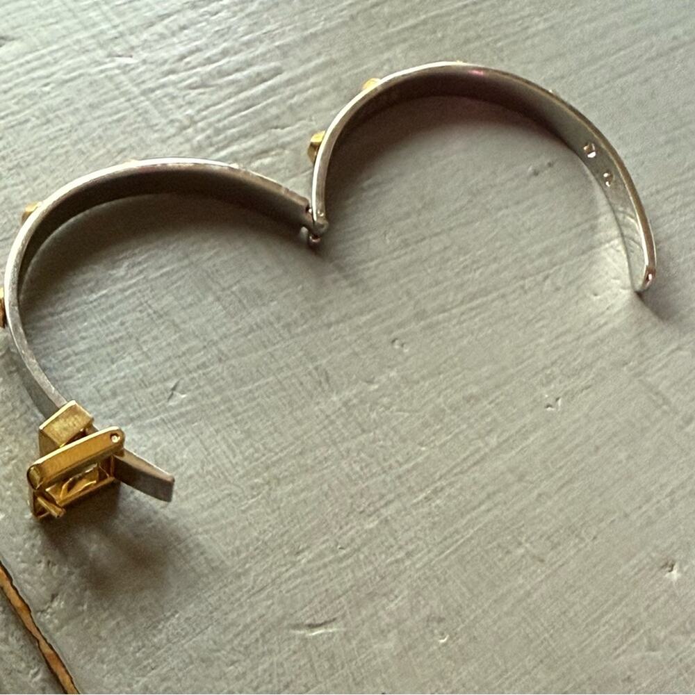 Michael Kors Silver & Gold Tone Buckle Hinged Bangle Bracelet - Picture 11 of 11