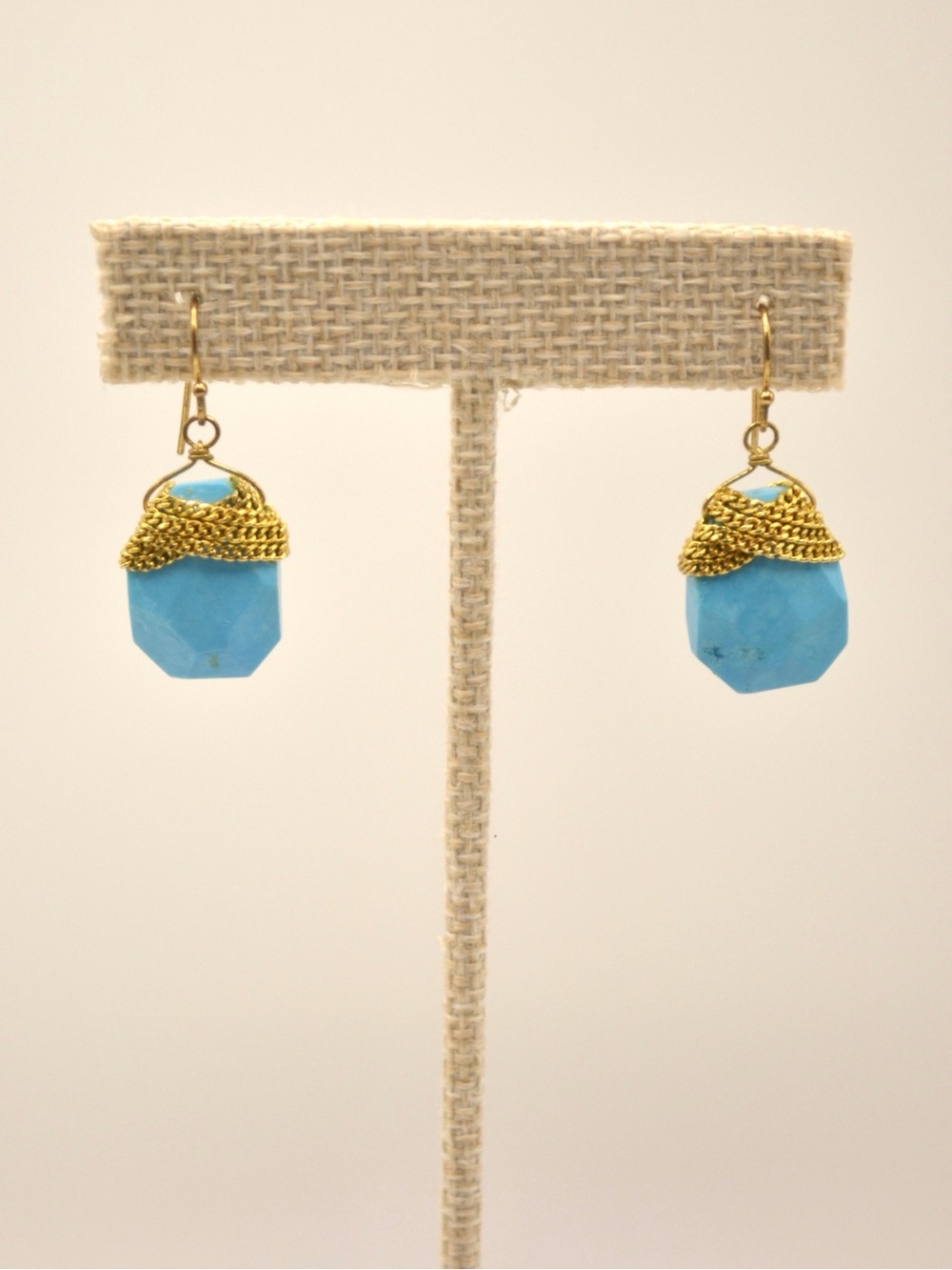 Gold-Finish Turquoise Drop Earrings - Women's Jewelry