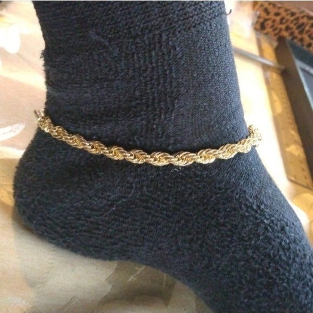14kt Italy stamped gold Bonded Thick rope chain anklet (NOT SOLID GOLD