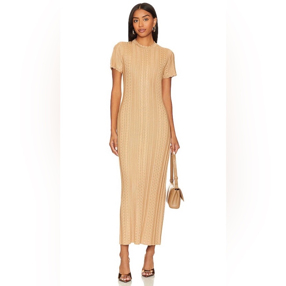 Show Me Your Mumu Valleta Midi Dress Gold Shimmer Knit Medium
