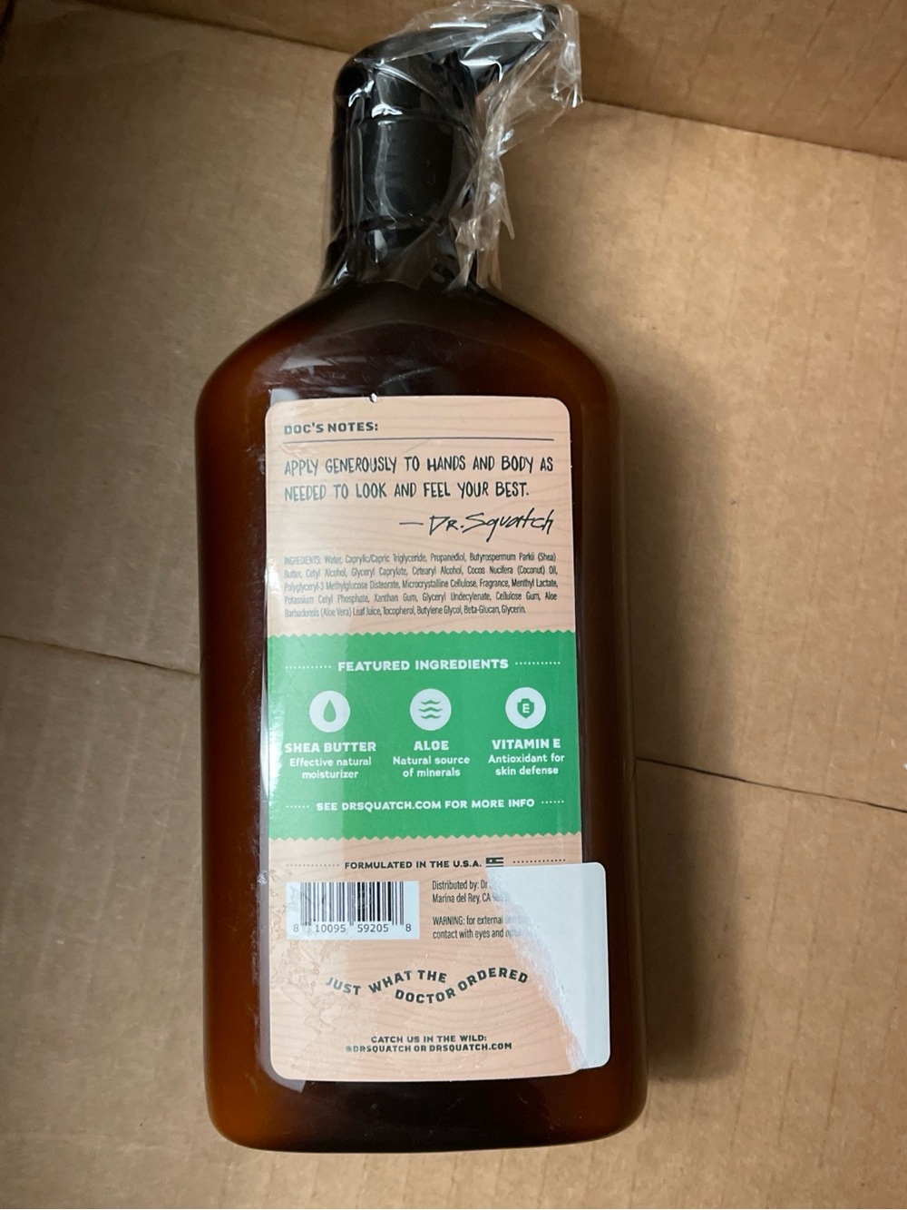 Dr. Squatch Cool Fresh Aloe Moisturizing Lotion for Men - Green - Picture 2 of 2
