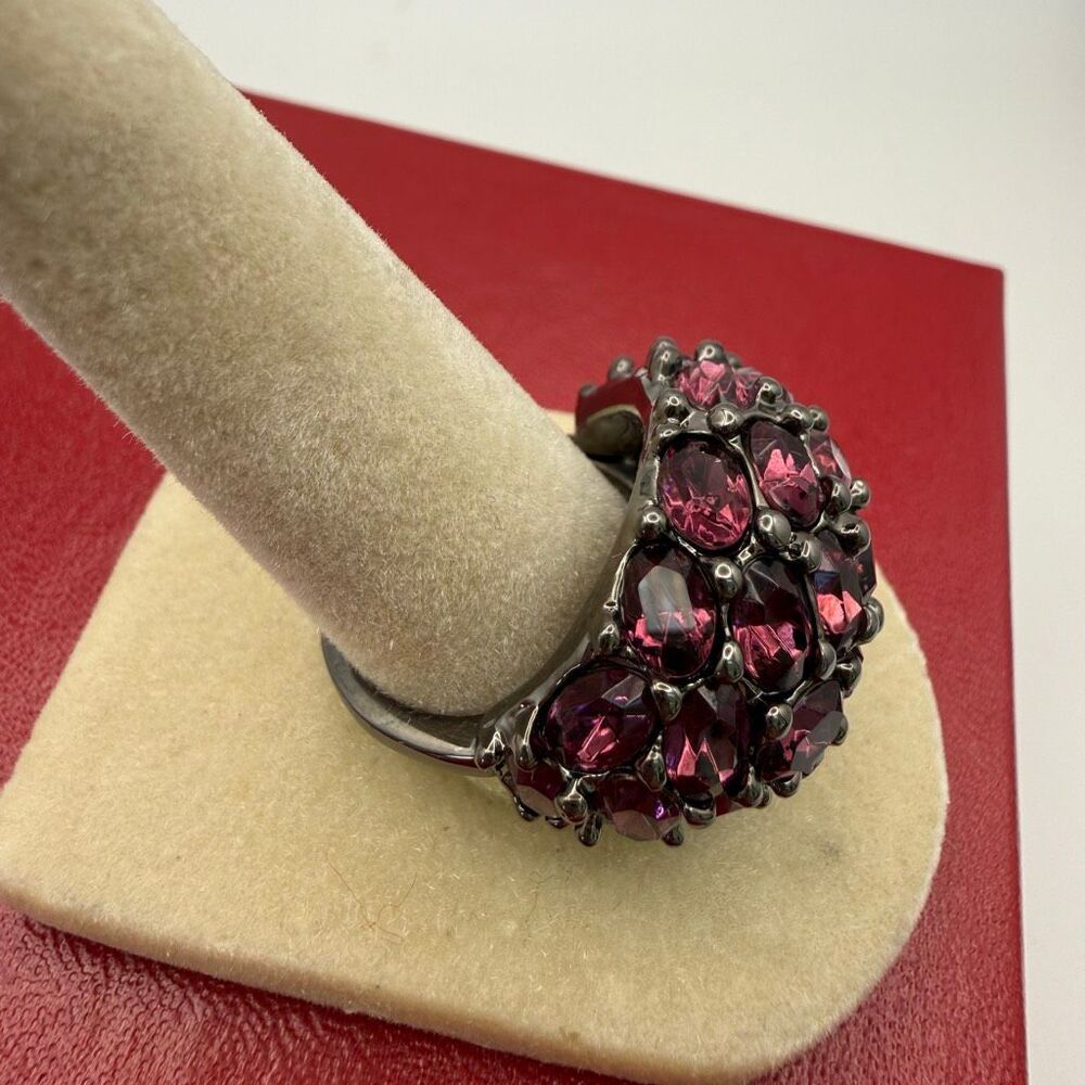 Kenneth Jay Lane cocktail ring domed design rhodolite-inspired stones sz 7 New - Picture 3 of 5