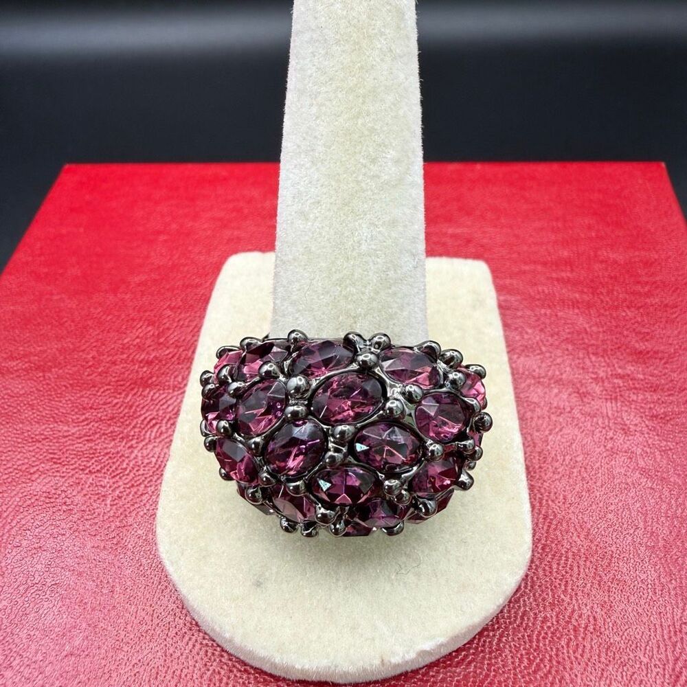 Kenneth Jay Lane cocktail ring domed design rhodolite-inspired stones sz 7 New