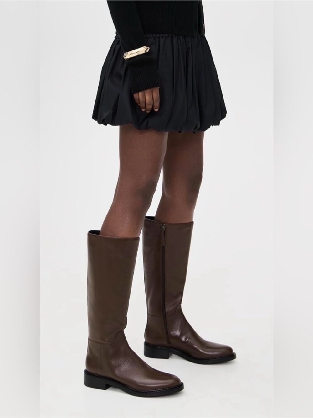 Reformation Nancy Knee High Riding Boot Espresso Brown Leather | 9 US, 39.5 EU - Picture 7 of 16