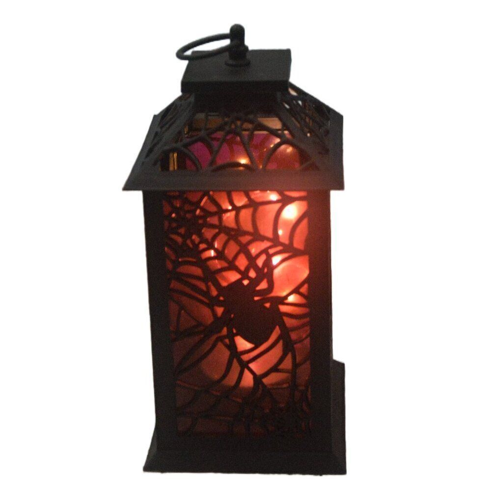 Halloween Light Up Spider Lantern 12" Tall
