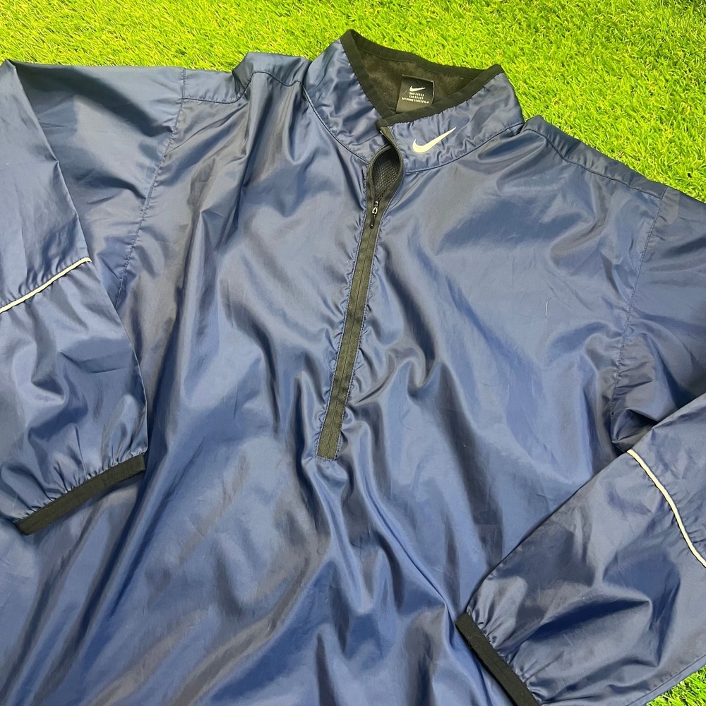 Nike Blue Windbreaker Jacket M 1/2 Zip Reflective‎ Swoosh Pullover Mesh Lined
