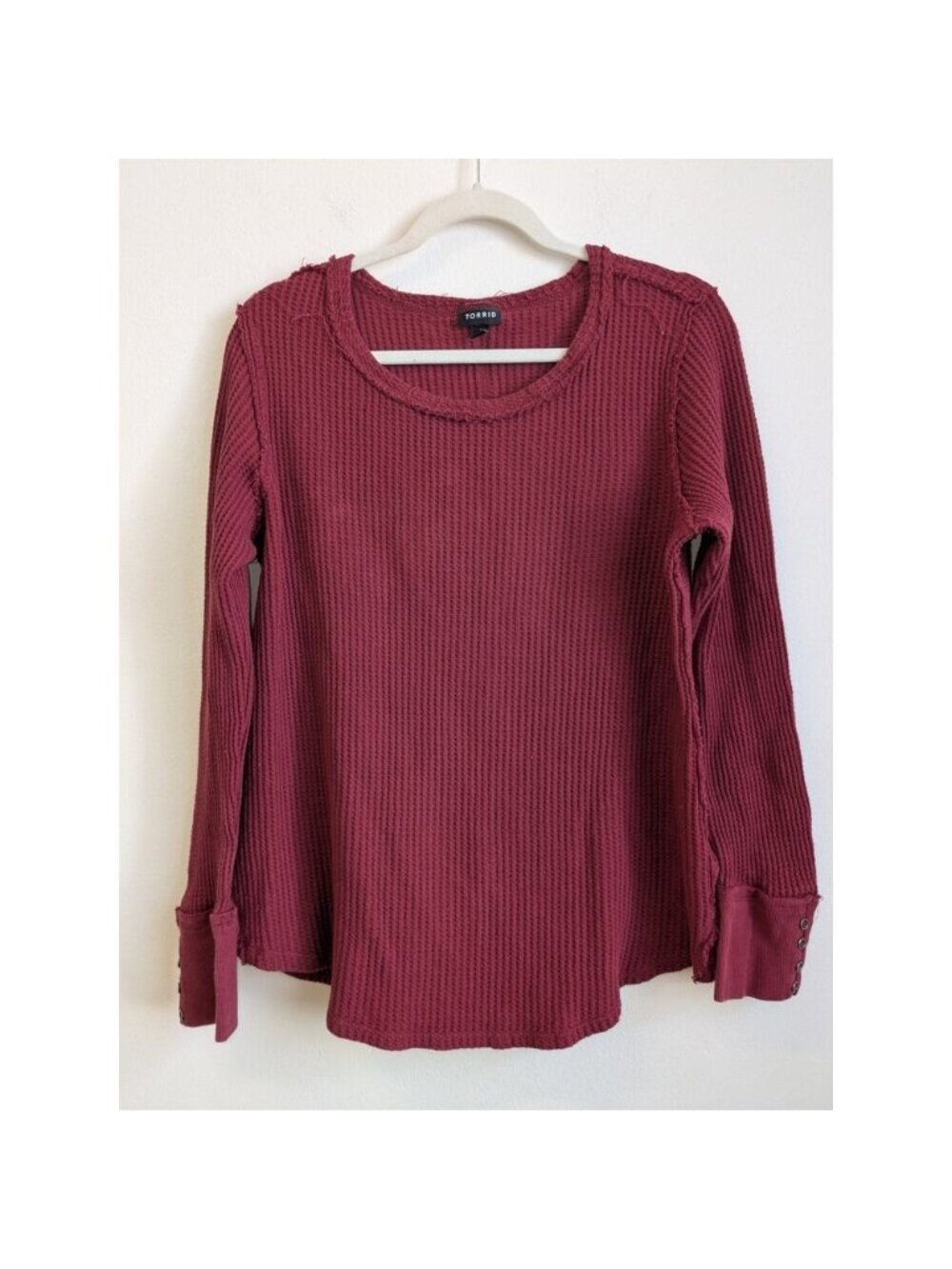 Women's Top Long Sleeve Thermal Waffle Knit Top Size 2