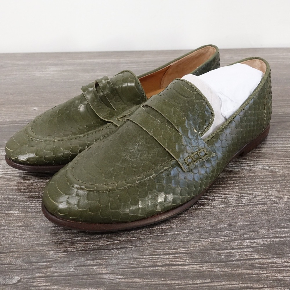 New!‎ Frye Shoes Womens Size 6 Green Faith Loafer Palace Snake Leather Flats