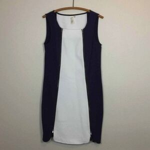 Emma & Michele 6 Vintage White & Blue Sleeveless Midi Dress SHOWSTOPPER GREAT UC