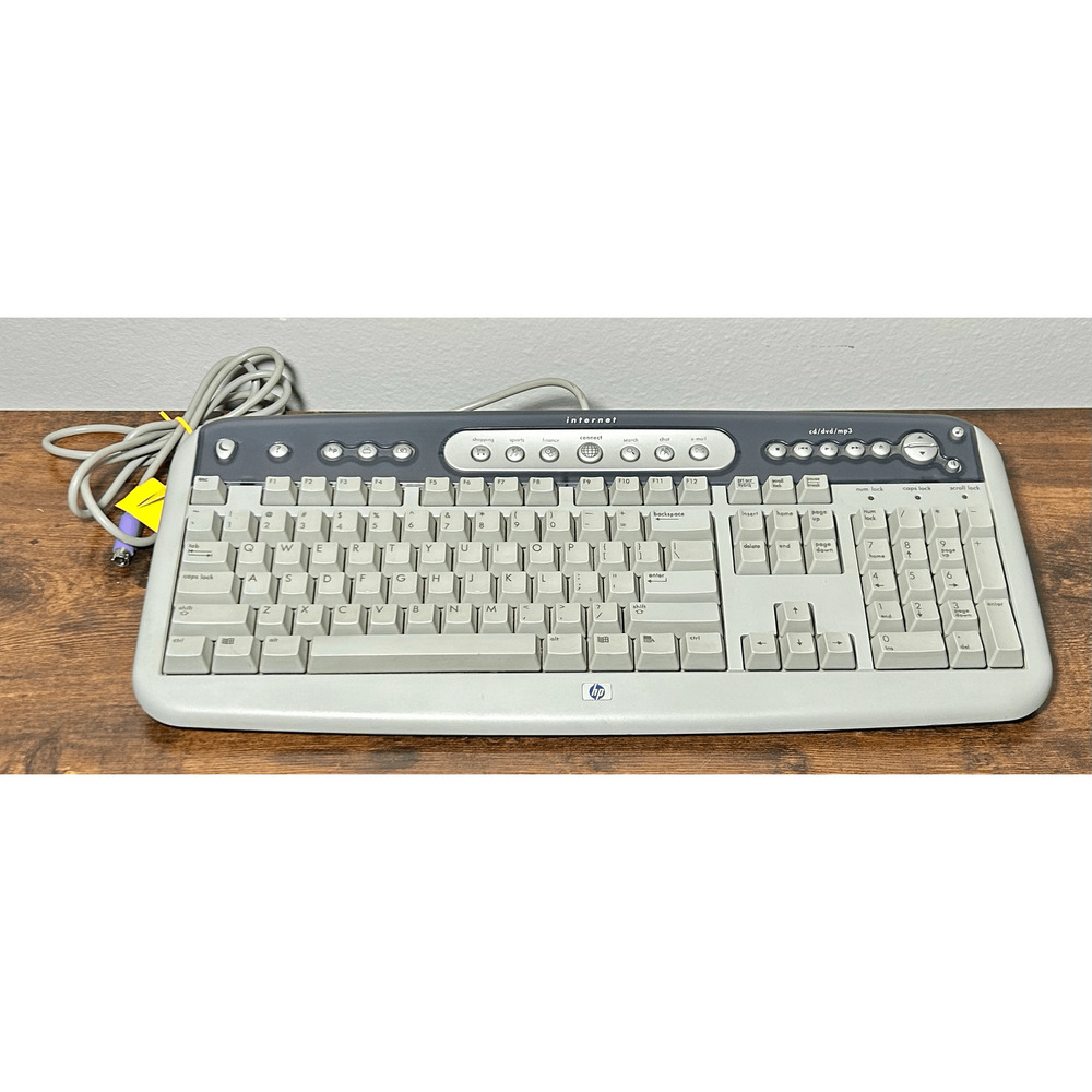 Vintage HP 5185-1596 Internet / Multi-Media Keyboard PS/2 Slim Gray