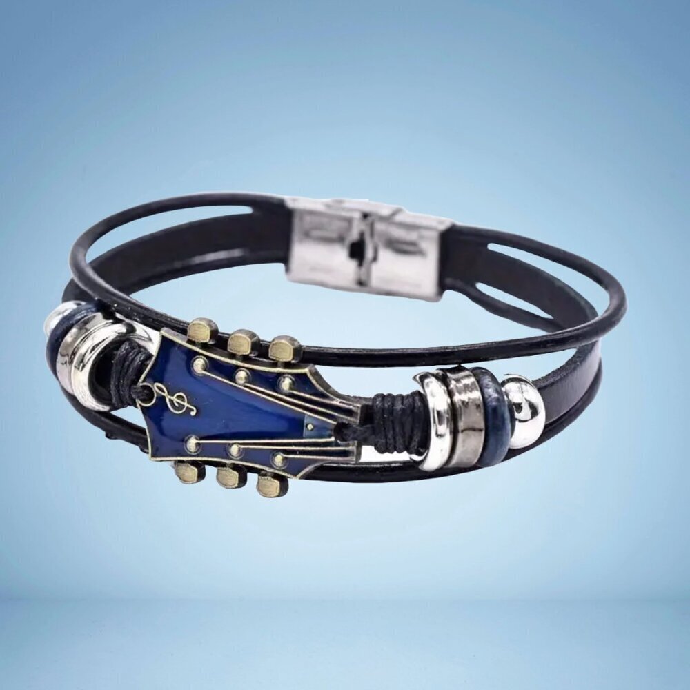 Blue Guitar Faux Leather Bracelet – Unisex Style #1478