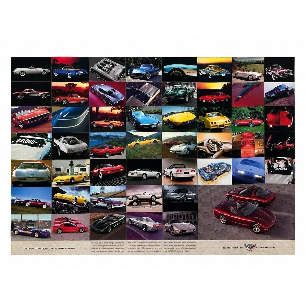 Vintage Chevrolet Corvette 50th Anniversary Commemorative Poster Two-Sided 24x36 - Picture 2 of 8
