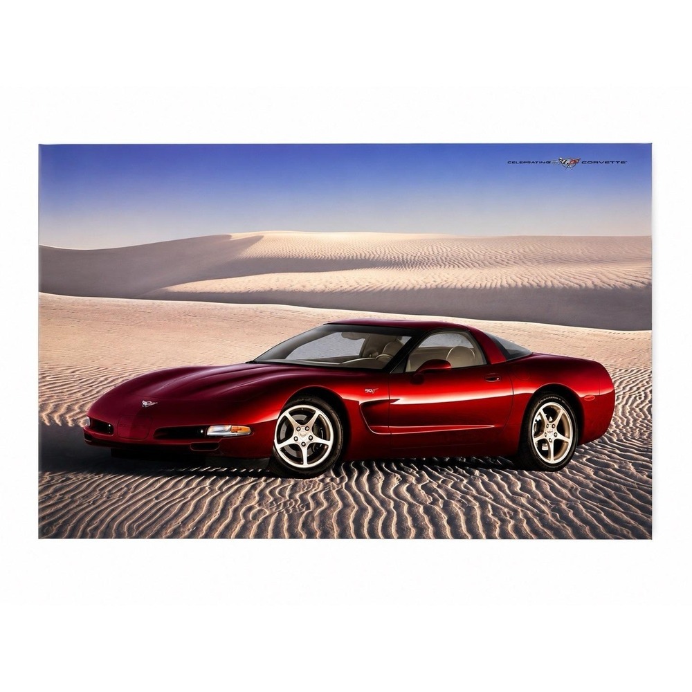 Vintage Chevrolet Corvette 50th Anniversary Commemorative Poster Two-Sided 24x36