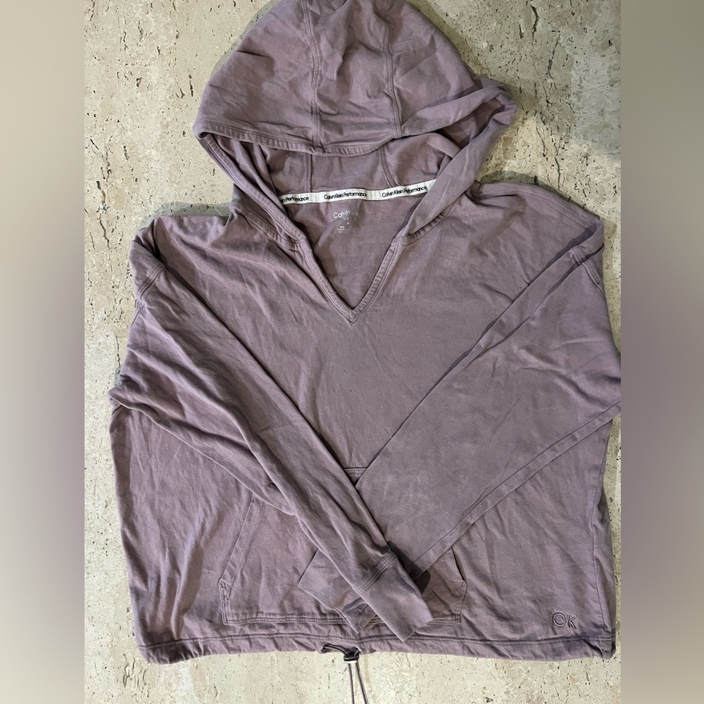 Calvin Klein Performance Pullover Hooded Cropped Shirt Size Medium