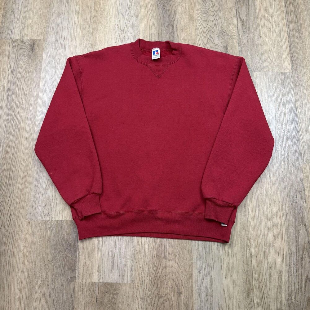 Vintage Russell Athletic Sweatshirt Mens Large Red Fleece Crewneck Made USA 90s