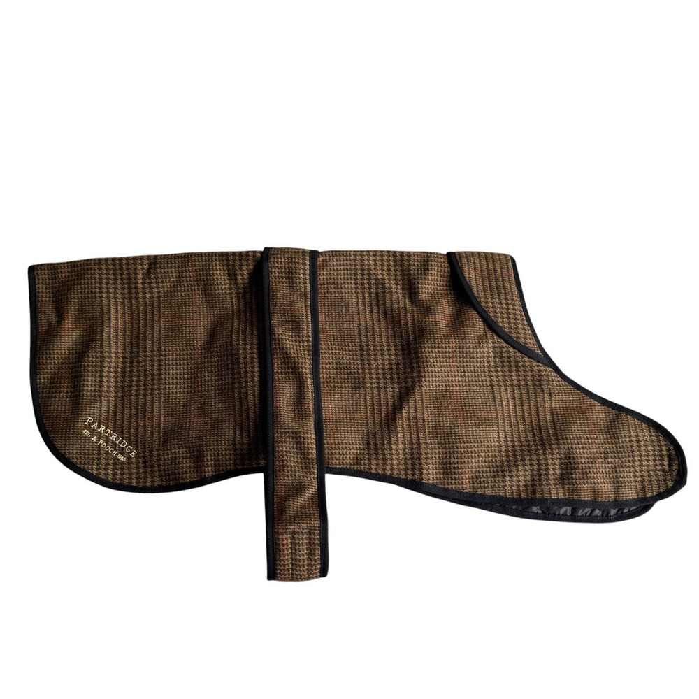 John Partridge & Pooch Tweed Dog Coat Jacket Brown Paid Size Large Adjustable